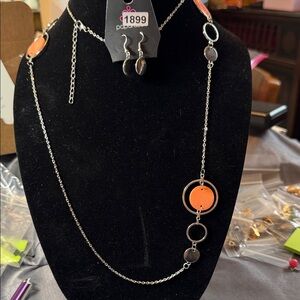 Paparazzi Silver Necklace with Orange Accents